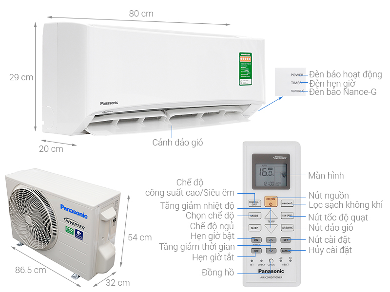 Máy lạnh Panasonic inverter (2.0Hp) CU/CS-XU18UKH-8
