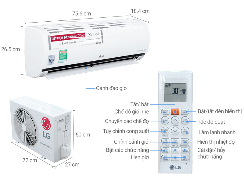 Máy lạnh LG V24APQ (2.5Hp) inverter xua muỗi